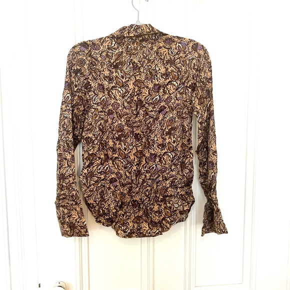 NWOT Zadig & Voltaire Tuska Satin Brown Printed Blouse - Picture 5 of 6
